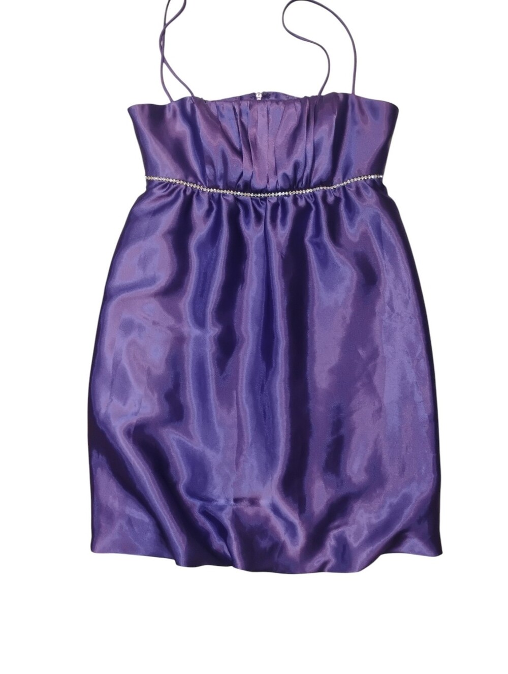 Gunne Sax Jessica McClintock Purple Satin Dress With Rhinestones And Bubble Hem